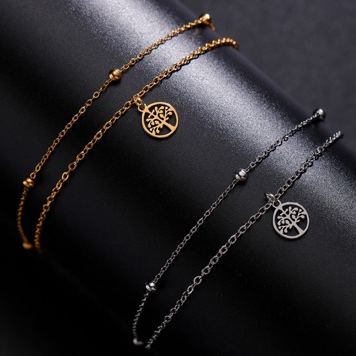 Analyzing image edelstahlarmband-damen-baum-des-lebens-doppelkette-perlenarmband