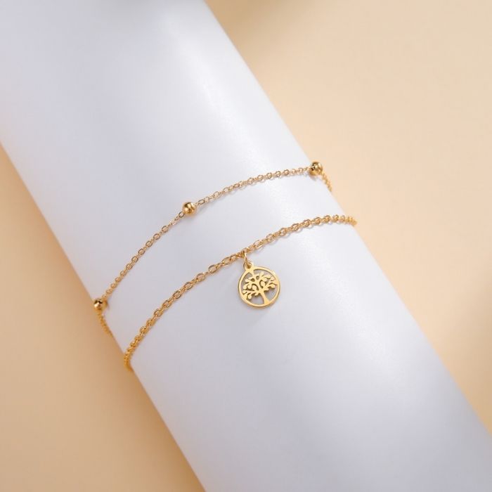 Analyzing image edelstahlarmband-damen-baum-des-lebens-doppelkette-perlenarmband