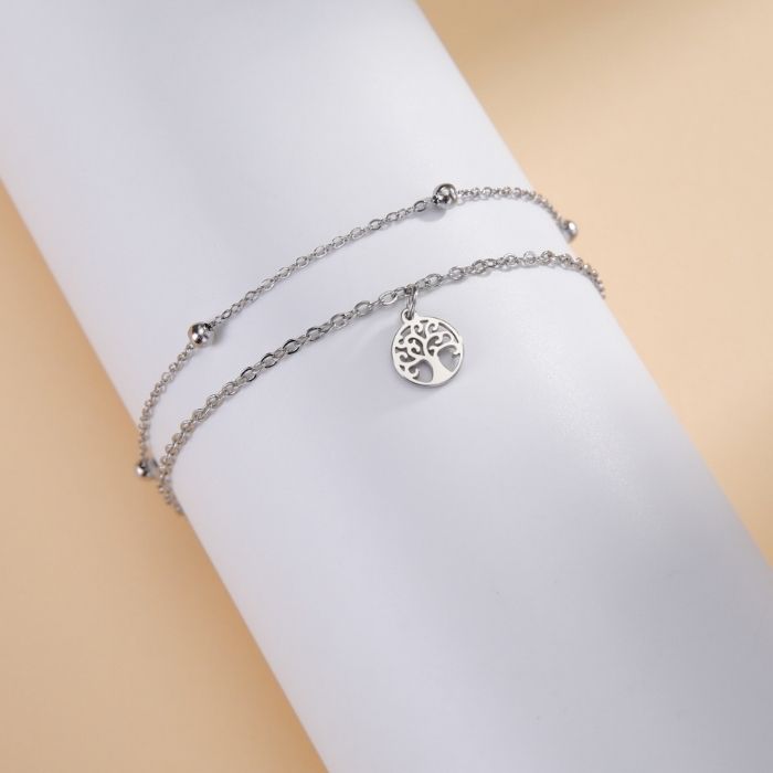 Analyzing image edelstahlarmband-damen-baum-des-lebens-doppelkette-perlenarmband