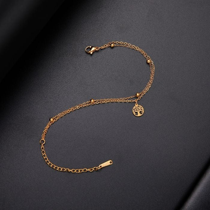 Analyzing image edelstahlarmband-damen-baum-des-lebens-doppelkette-perlenarmband