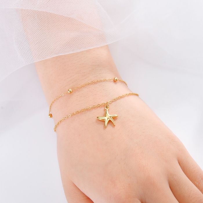 edelstahlarmband-damen-niedlicher-seestern-doppelschicht-perlenketten-armband