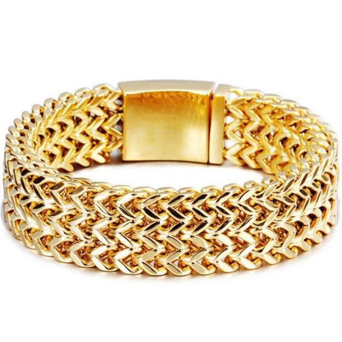 Edelstahlarmband Herren Damen : 326L Edelstahl 18mm Franco Panzerkette Vergoldetes Armband