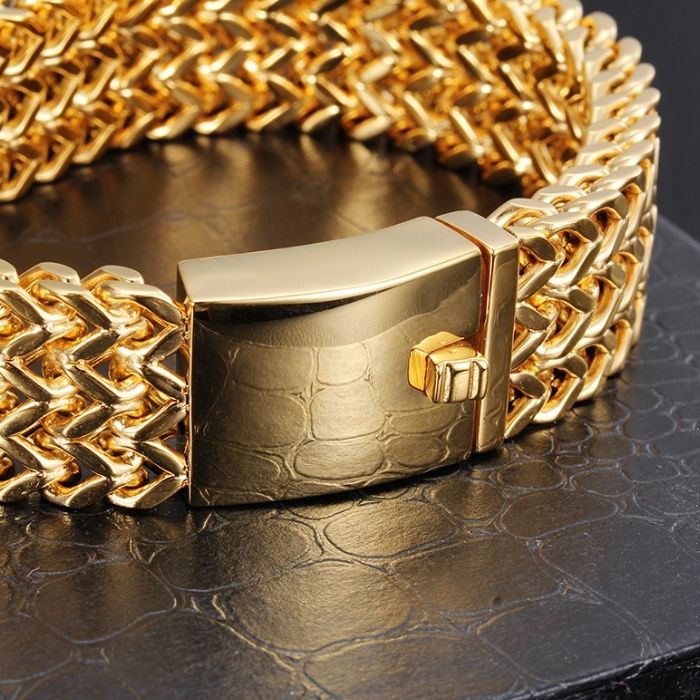 Edelstahlarmband Herren Damen : 326L Edelstahl 18mm Franco Panzerkette Vergoldetes Armband