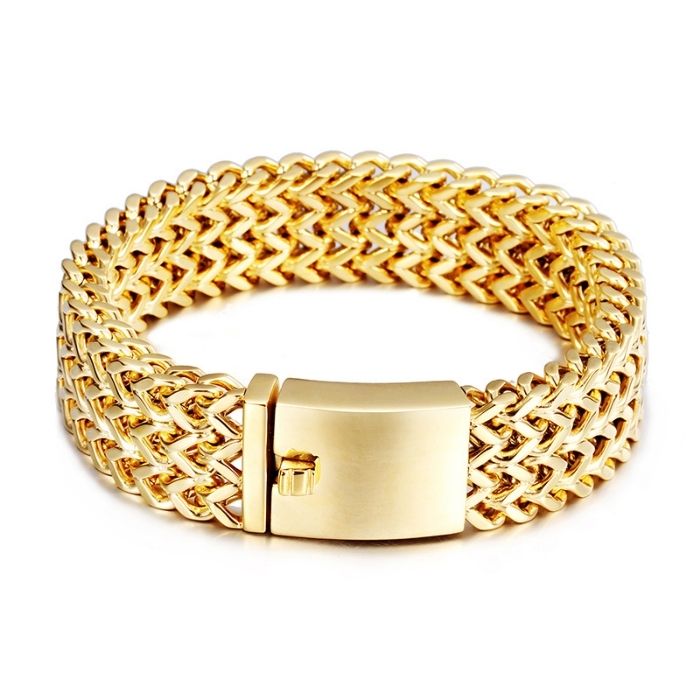 Edelstahlarmband Herren Damen : 326L Edelstahl 18mm Franco Panzerkette Vergoldetes Armband