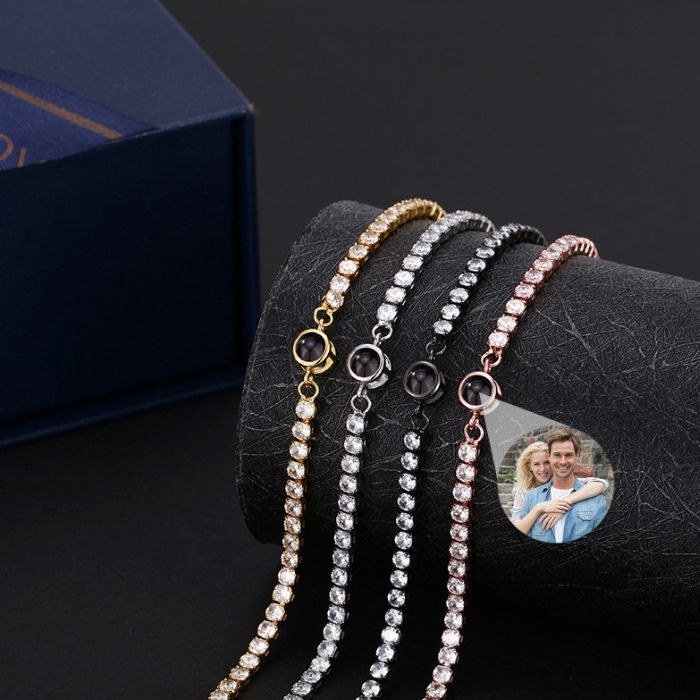 Fotoarmband mit Eigenem Foto Kubischer Zirkon