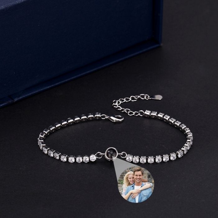 Fotoarmband mit Eigenem Foto Kubischer Zirkon