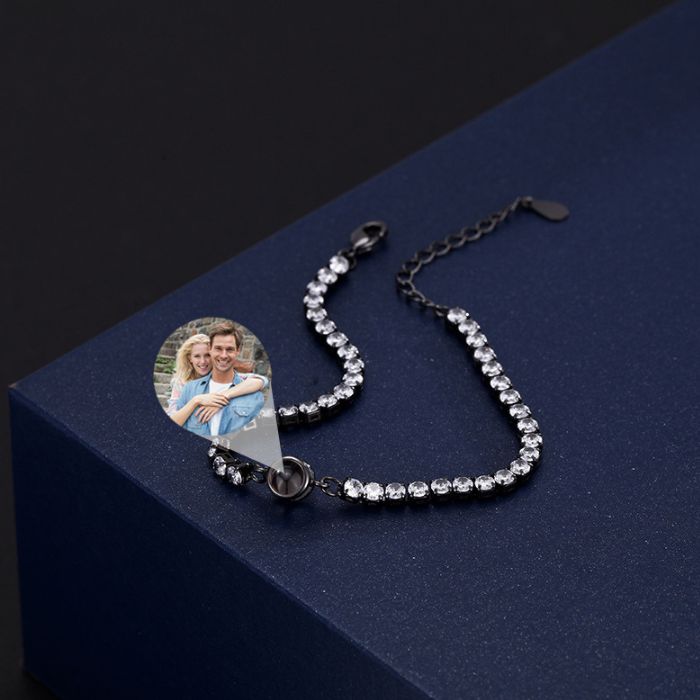 Fotoarmband mit Eigenem Foto Kubischer Zirkon