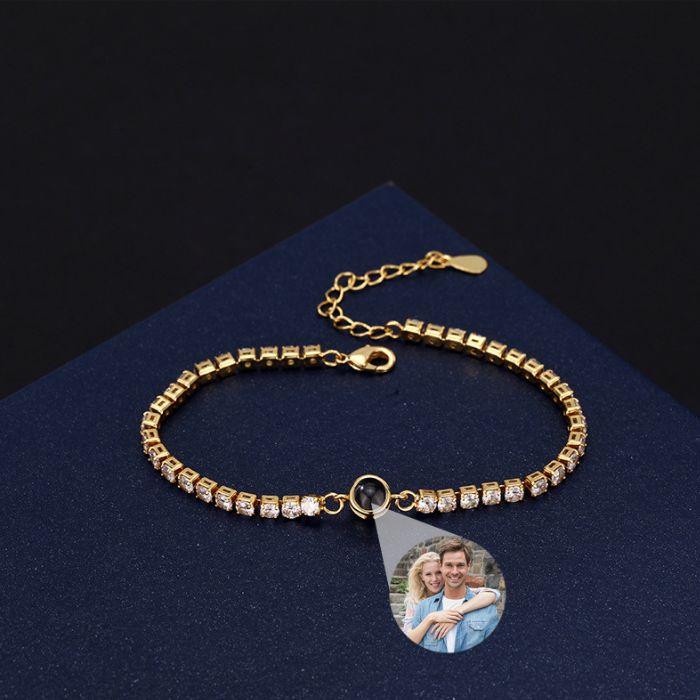 Fotoarmband mit Eigenem Foto Kubischer Zirkon