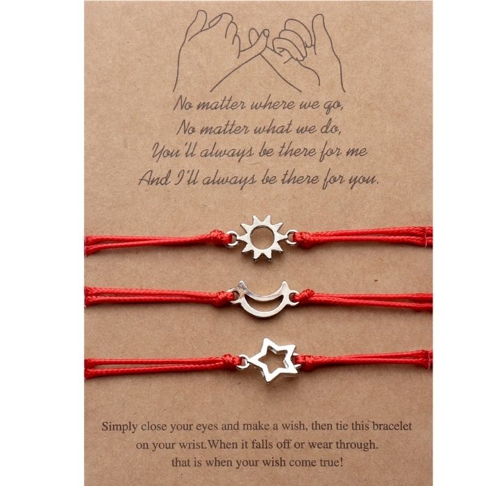 Analyzing image freundschaftsarmbander-fur-3-freundschaft-bruder-armbander-mond-sonne-stern-verstellbare-armband-3pcs
