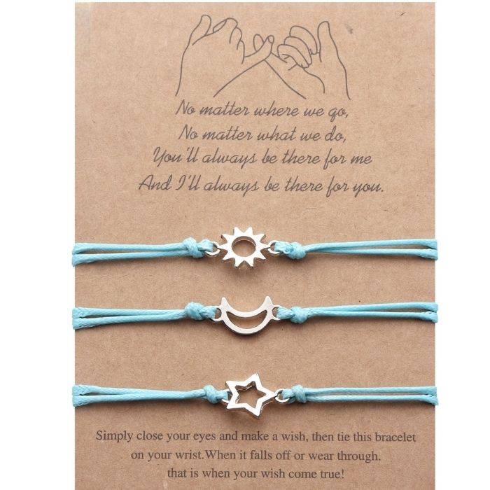 Analyzing image freundschaftsarmbander-fur-3-freundschaft-bruder-armbander-mond-sonne-stern-verstellbare-armband-3pcs