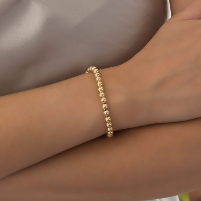 Gold Armband Damen 14 K Perlen Kugelarmband