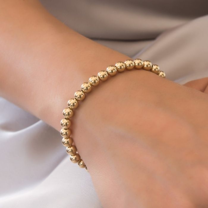 Gold Armband Damen 14 K Perlen Kugelarmband