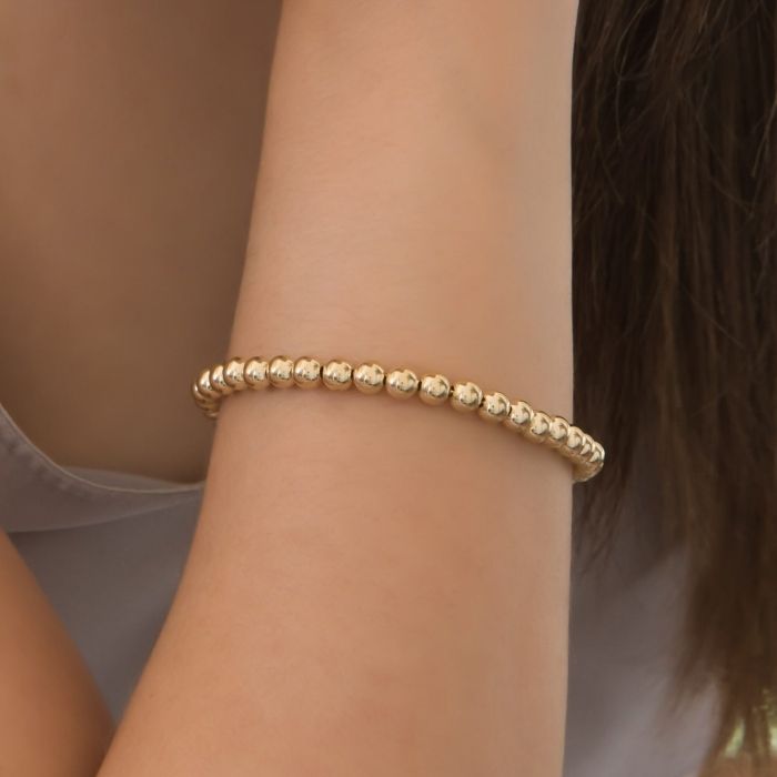 Gold Armband Damen 14 K Perlen Kugelarmband