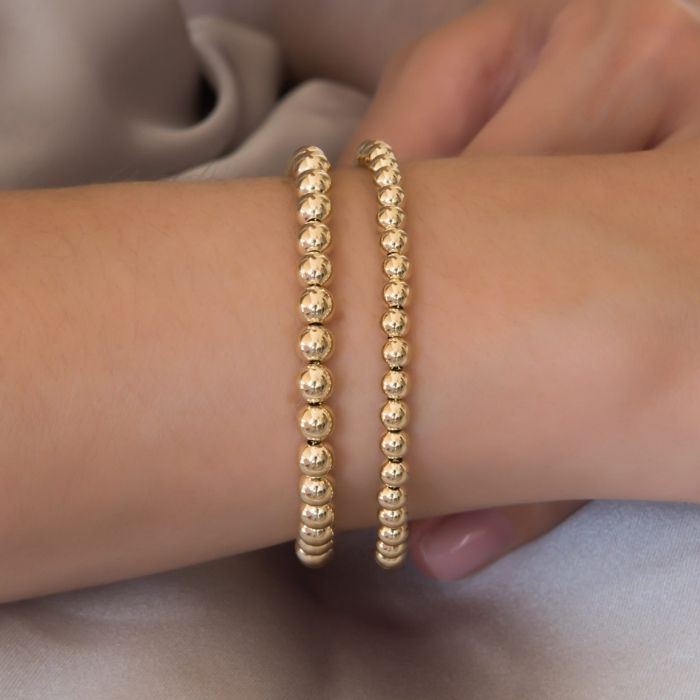 Gold Armband Damen 14 K Perlen Kugelarmband