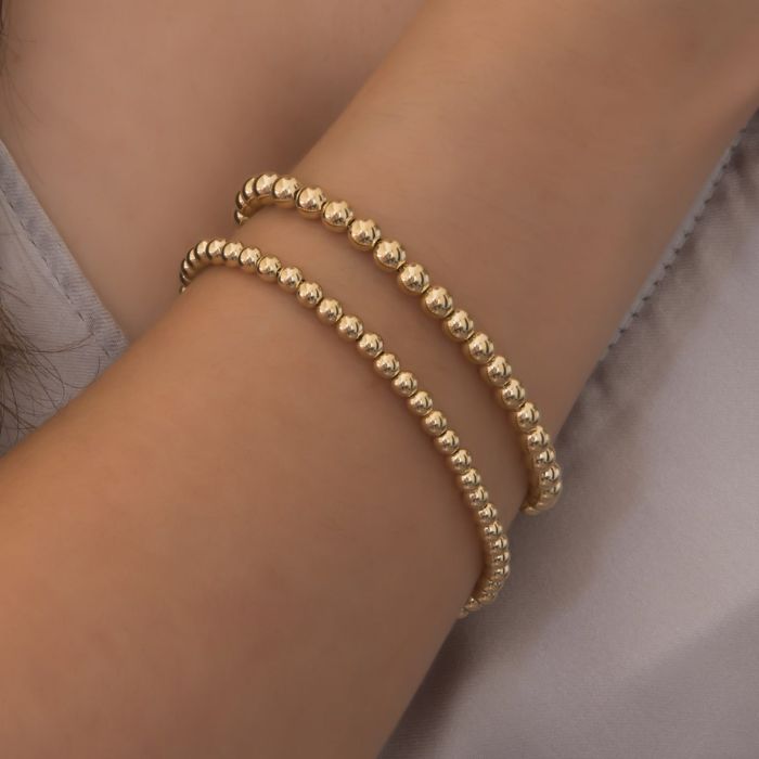 Gold Armband Damen 14 K Perlen Kugelarmband