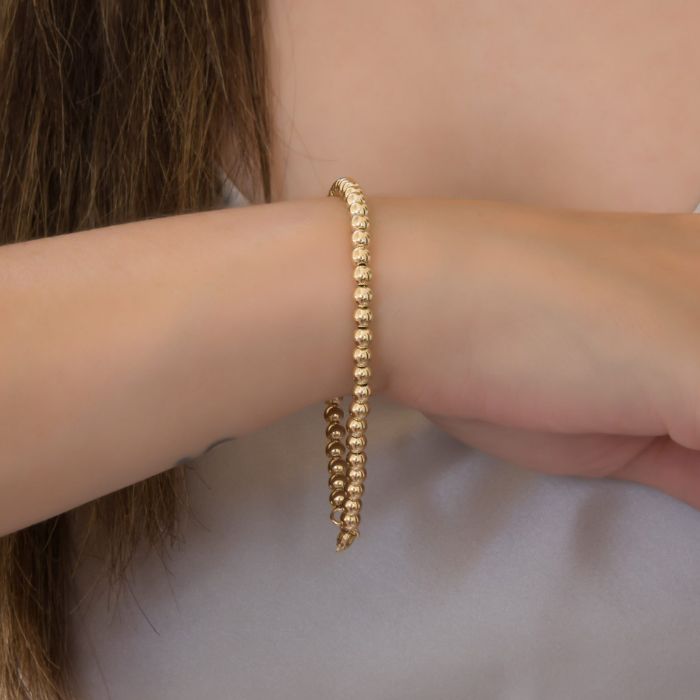 Gold Armband Damen 14 K Perlen Kugelarmband