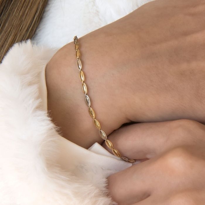Gold Armband Damen Zweifarbige Kette