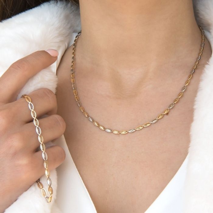 Gold Armband Damen Zweifarbige Kette