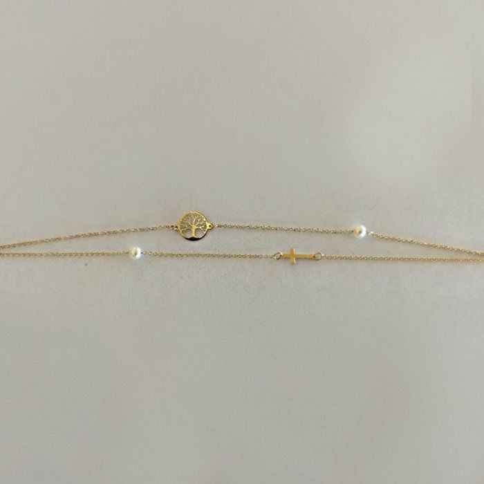 Gold Armband Damen Baum des Lebens 14K