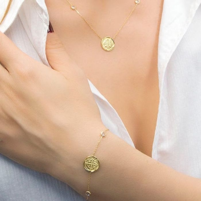 Goldarmband Damen 585 : 14 Karat Gold Christliches Orthodoxes Münz armband