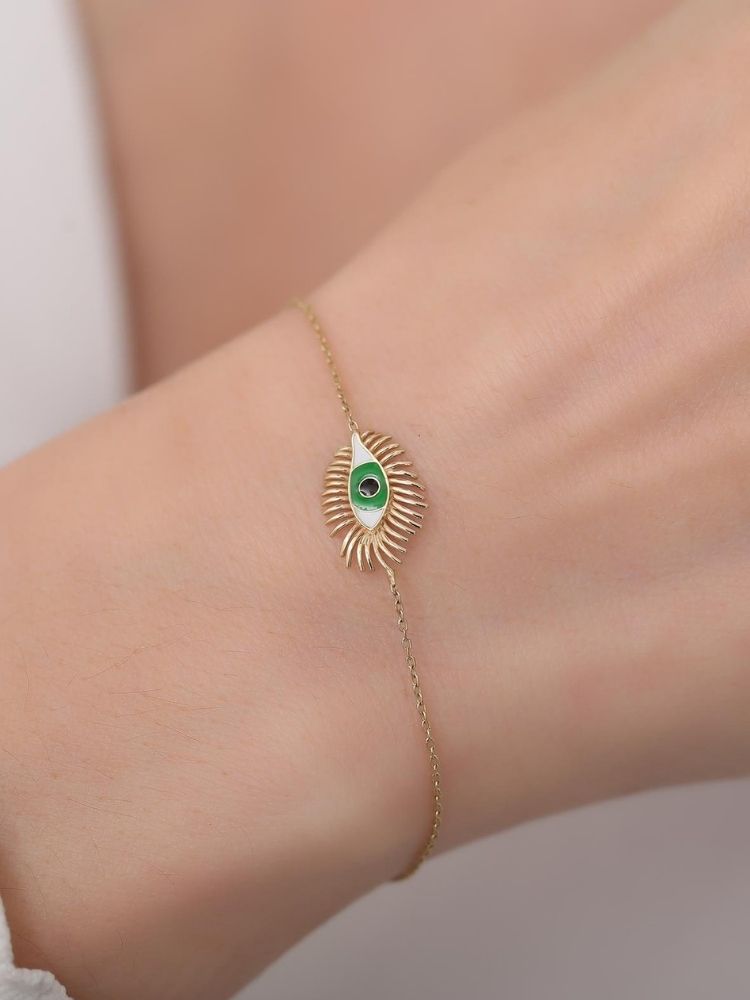 goldarmband-damen-585-14-karat-gold-grunes-wimpern-augen-armband