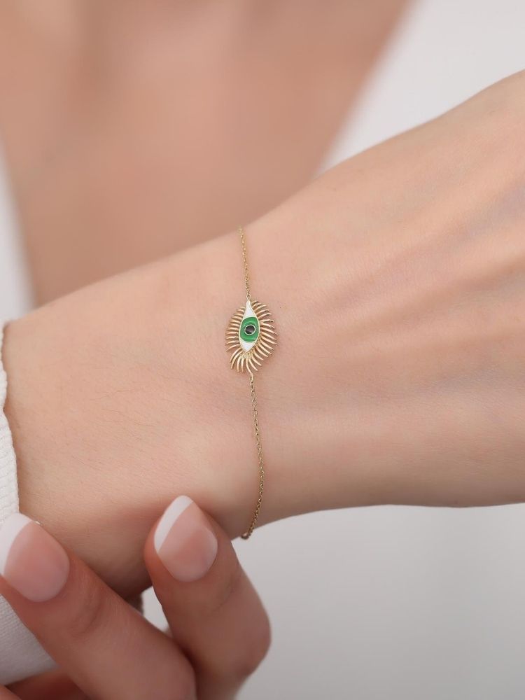 goldarmband-damen-585-14-karat-gold-grunes-wimpern-augen-armband