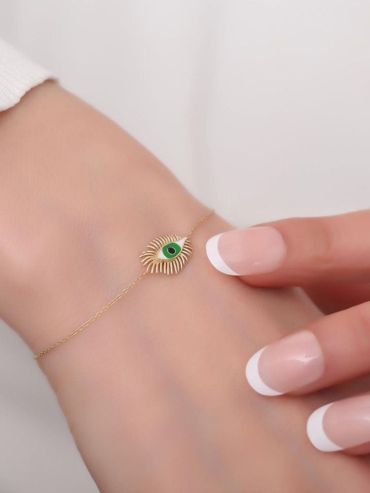 goldarmband-damen-585-14-karat-gold-grunes-wimpern-augen-armband