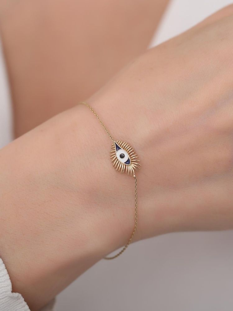 goldarmband-damen-585-14-karat-gold-marineblaues-wimpern-augen-armband