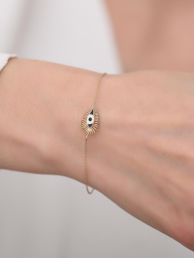 goldarmband-damen-585-14-karat-gold-marineblaues-wimpern-augen-armband