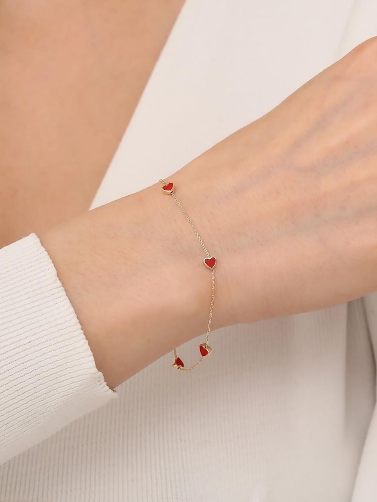 goldarmband-damen-585-14-karat-gold-rotes-herz-emailliertes-armband