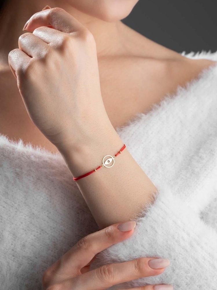 Goldarmband Damen Kordelzug Auge