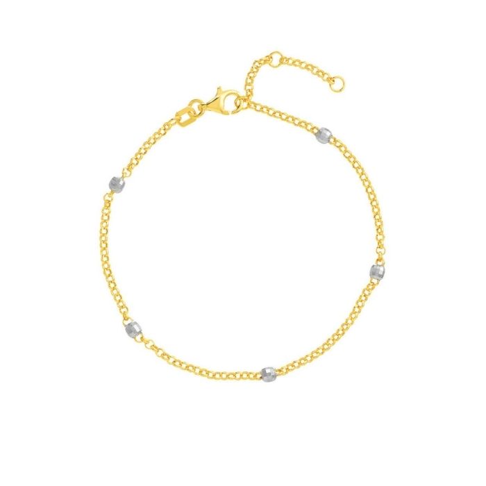 goldarmband-damen-585-1_9mm-zwei-ton-disco-perlen-rolo-kette-armband-echt-14k-gelb-weiss-gold