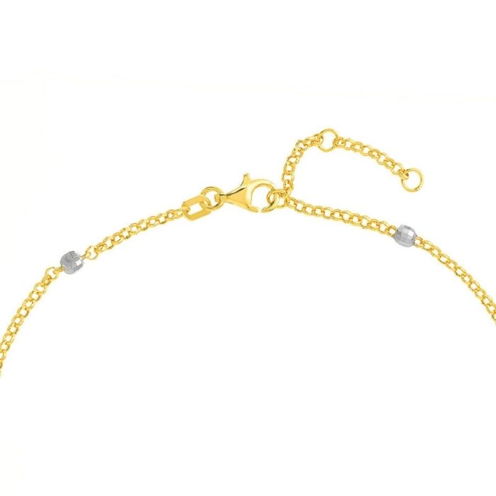 goldarmband-damen-585-1_9mm-zwei-ton-disco-perlen-rolo-kette-armband-echt-14k-gelb-weiss-gold