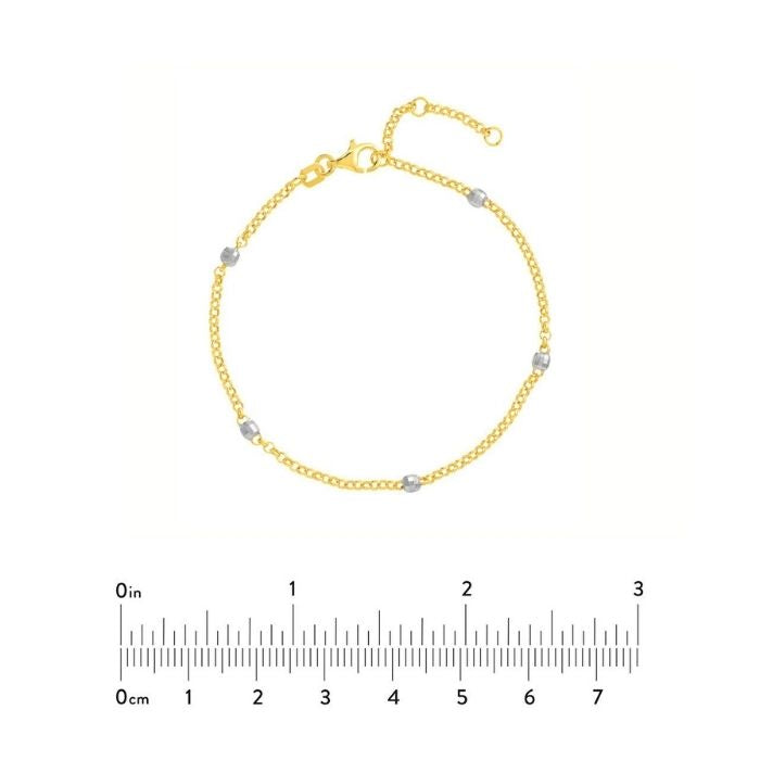 goldarmband-damen-585-1_9mm-zwei-ton-disco-perlen-rolo-kette-armband-echt-14k-gelb-weiss-gold