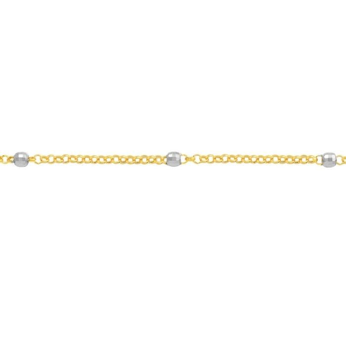 goldarmband-damen-585-1_9mm-zwei-ton-disco-perlen-rolo-kette-armband-echt-14k-gelb-weiss-gold