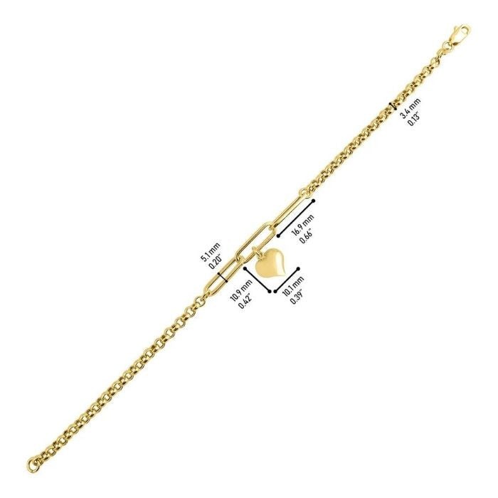 goldarmband-damen-585-karat-gold-armband-damen14k-gold-rolo-link-paperclip-puffy-herz-charm-minimale-kette-liebe-symbol-3d-charm-goldarmband-fur-damen
