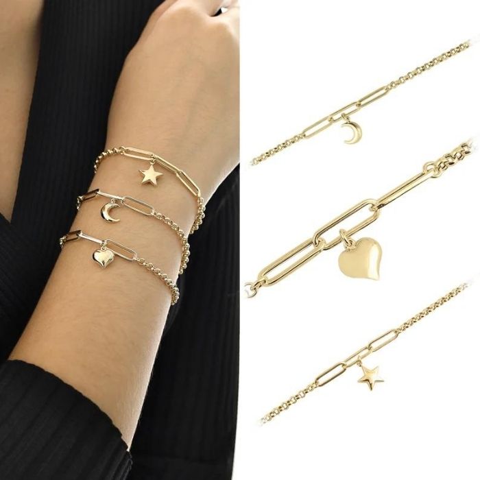 goldarmband-damen-585-karat-gold-armband-damen14k-gold-rolo-link-paperclip-puffy-herz-charm-minimale-kette-liebe-symbol-3d-charm-goldarmband-fur-damen