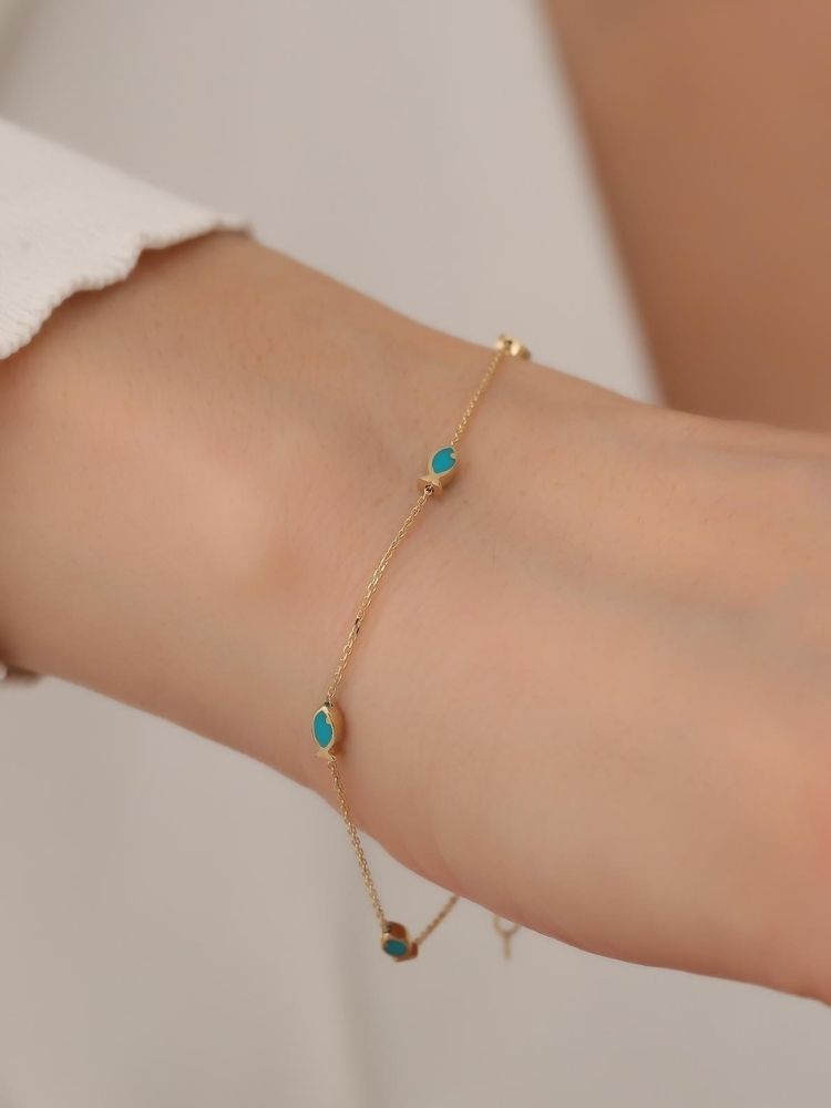 Analyzing image goldarmband-damen-585-turkis-fisch-armband-14-karat-gold-armband