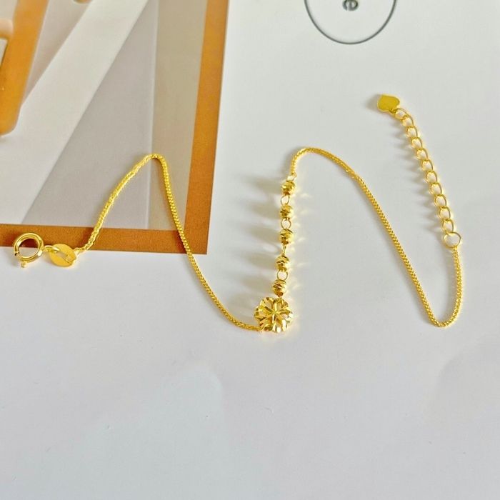 goldarmband-damen-750-karat-18k-gelbgold-damen-armband-pflaume-blume-perle-verlangerung-kette-au750-stempel