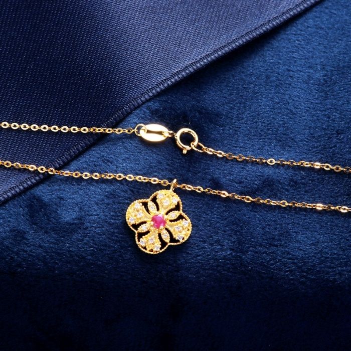 goldarmband-damen-750-karat-18k-gelbgold-echten-diamanten-naturlichen-rubin-vier-blatt-kleeblatt-blume-armband-fur-damen