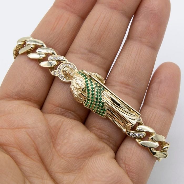 goldarmband-damen-herren-417-echt-10-karat-gold-glanzende-st.-jude-miami-cuban-gliederkette-armband-13.62-gramm