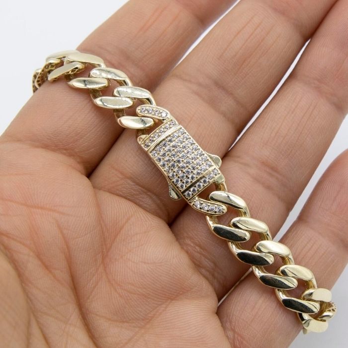goldarmband-damen-herren-417-echt-10-karat-gold-glanzende-st.-jude-miami-cuban-gliederkette-armband-13.62-gramm