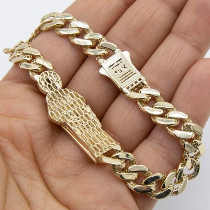 goldarmband-damen-herren-417-echt-10-karat-gold-glanzende-st.-jude-miami-cuban-gliederkette-armband-13.62-gramm