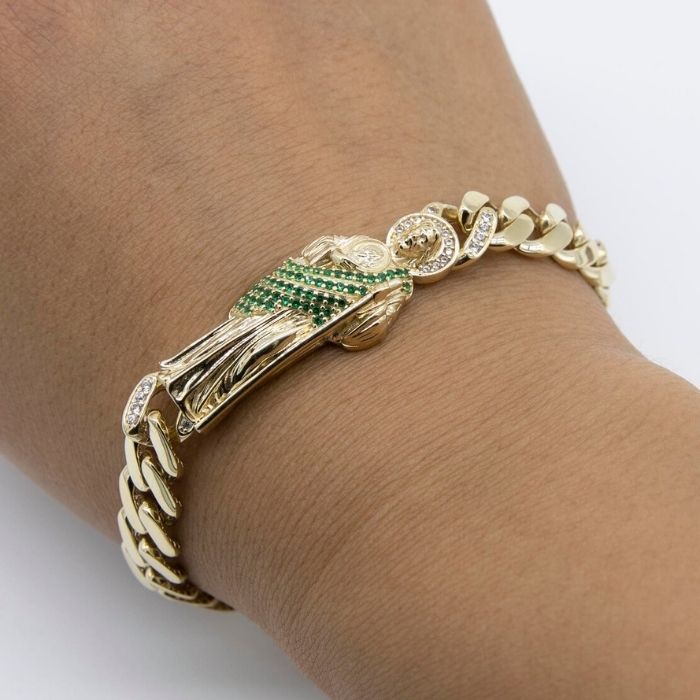 goldarmband-damen-herren-417-echt-10-karat-gold-glanzende-st.-jude-miami-cuban-gliederkette-armband-13.62-gramm