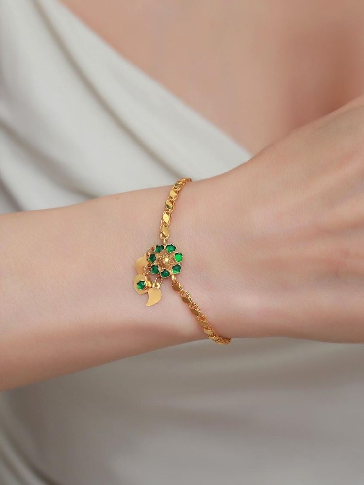 goldarmband-damen-turkisch-14-karat-gold-grunes-ganseblumchen-aleppo-armband