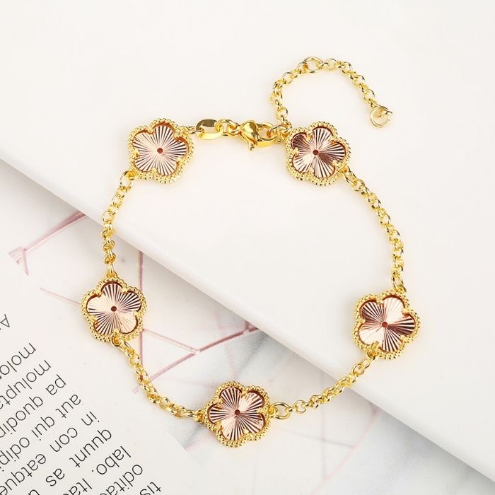 kleeblatt-armband-damen-326l-edelstahl-muschel-pflanze-funf-blutenblatter-blume-verstellbare-armband