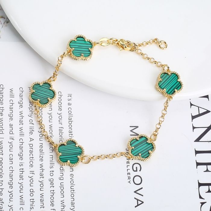 kleeblatt-armband-damen-326l-edelstahl-muschel-pflanze-funf-blutenblatter-blume-verstellbare-armband