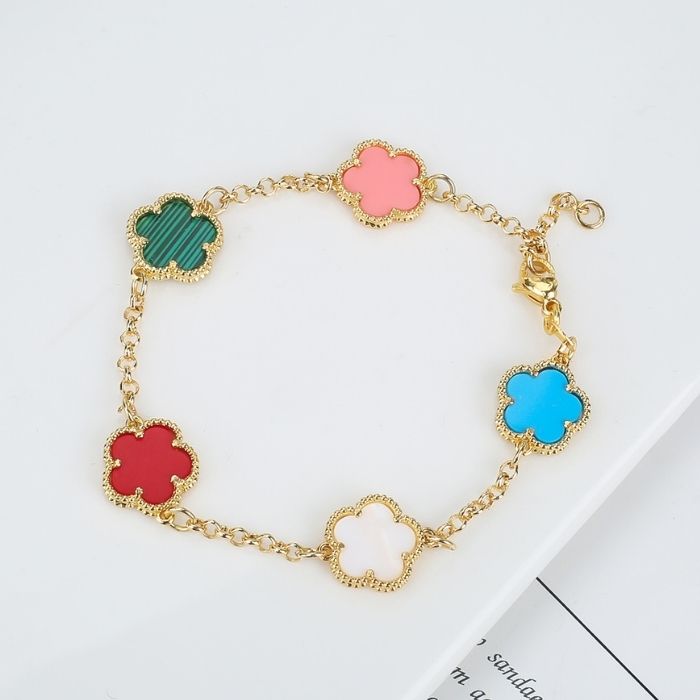 kleeblatt-armband-damen-326l-edelstahl-muschel-pflanze-funf-blutenblatter-blume-verstellbare-armband