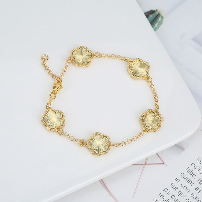 kleeblatt-armband-damen-326l-edelstahl-muschel-pflanze-funf-blutenblatter-blume-verstellbare-armband