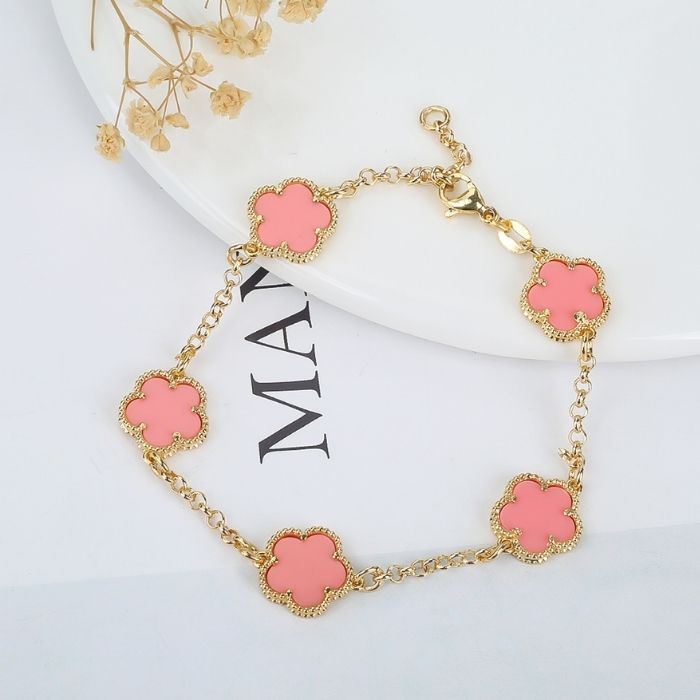 kleeblatt-armband-damen-326l-edelstahl-muschel-pflanze-funf-blutenblatter-blume-verstellbare-armband